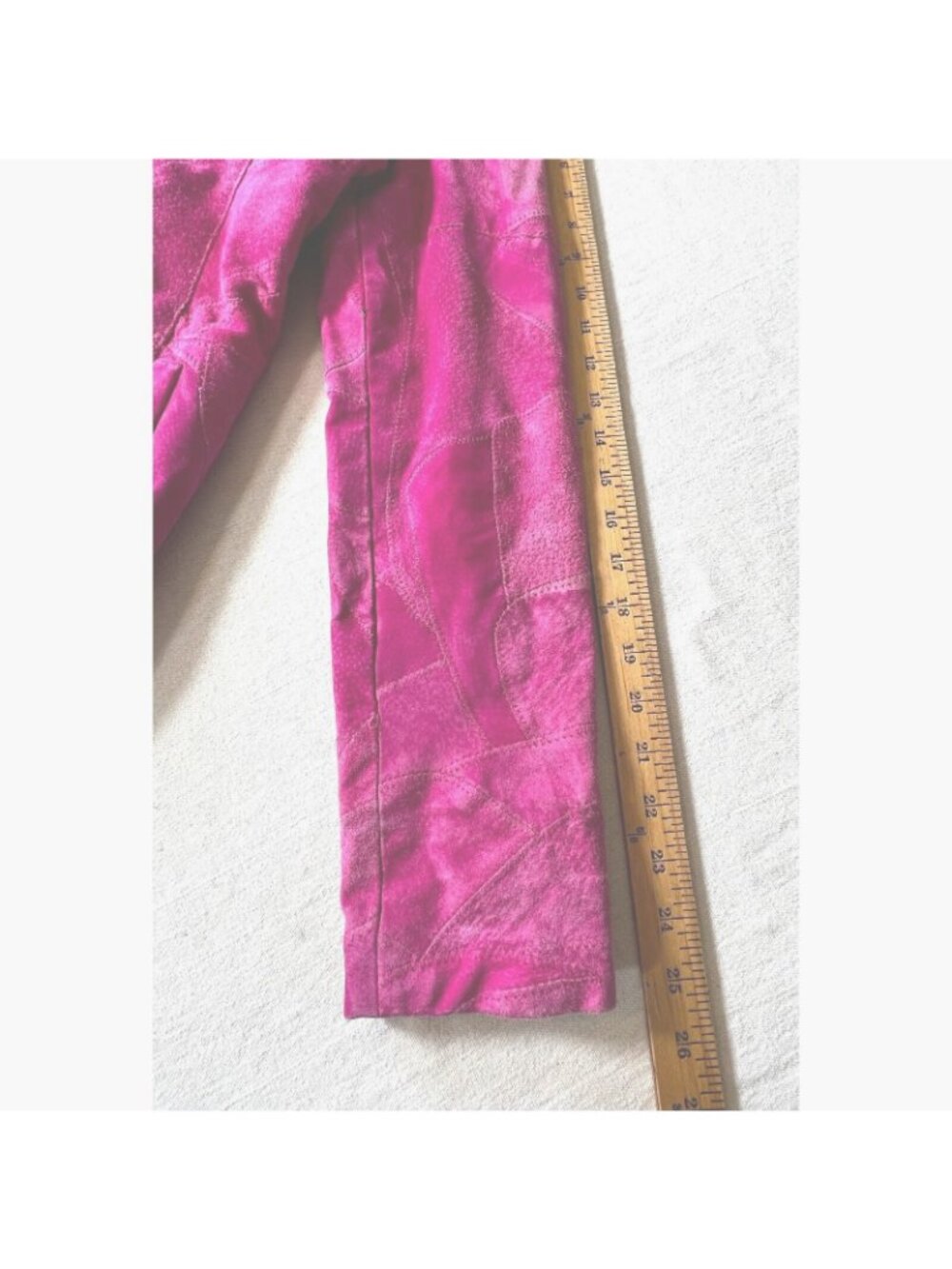 Vintage Suede Jacket Coat Womens Hot Pink X-XL Patchwork Full Zip Pockets 1970s - Picture 5 of 9